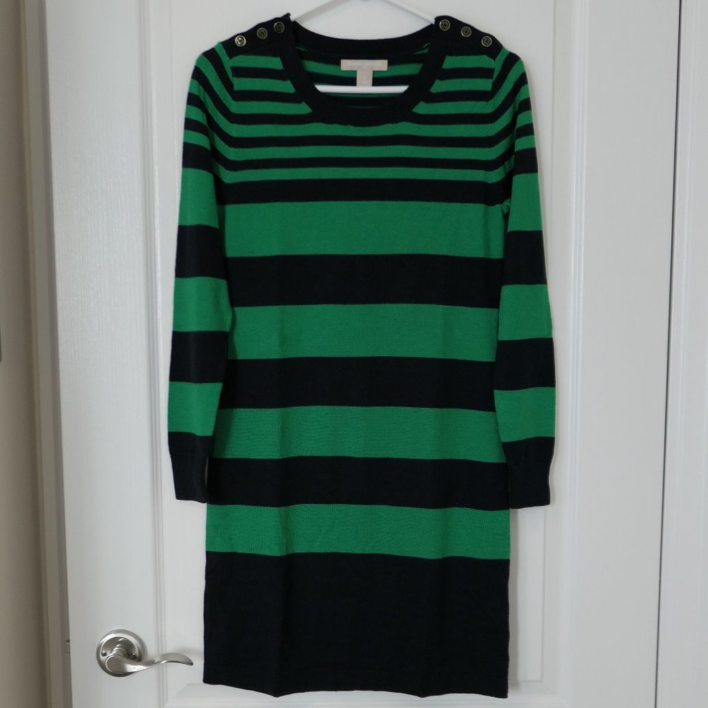 NWOT Banana Republic Navy-Green Stripes Knit Dress (Size S)